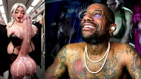 milky thick big dick transgender girl flashing her cum spraying gooner cock, ai generated