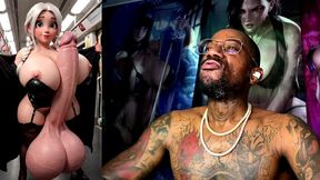 milky thick big dick transgender girl flashing her cum spraying gooner cock, ai generated