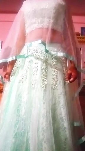 Indian Gay Crossdresser Bottom in Blue Lehanga