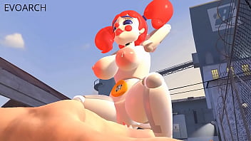 circus robot bouncing at big white dick