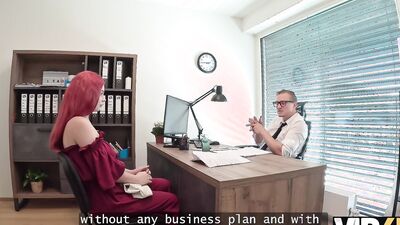 VIP4K. Redhead slut Miss Olivia came to suck a cock to open a webcam studio