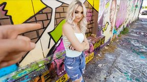 Stepdaddy's Car - Cute blonde teen Britt Blair deepthroats and rides