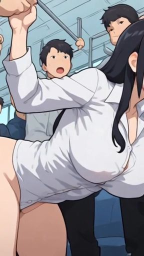 Anime public bus threesome sex   Clip 3