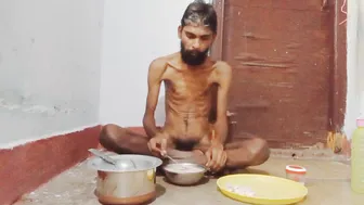 Slim Indian twink Rajeshplayboy993 licks food and teases with his lean body