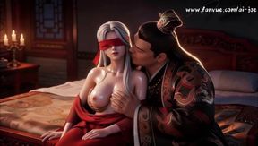 Cuckold husband watches fat bull destroy his blindfolded red concubine deep anal cumshot