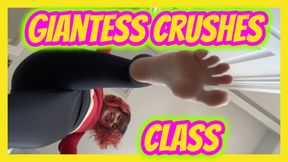 Unaware Giantess Crushes Shrunken College Class