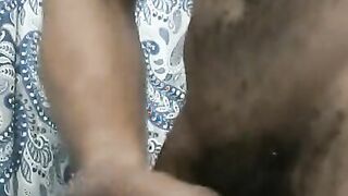 Dude Cant Resist Jerking Off His Ebony Meaty Dick