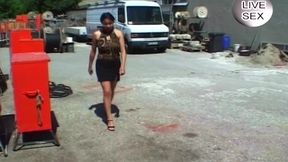 Brunette Babe Deepthroats Throbbing Cock Outdoors Before Hard Pounding