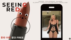 Seeing Red - Sloppy Lipstick POV BJ