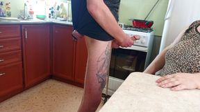 The Neighbor Stopped Imbibing Coffee and Started Sucking My Dick Until She Got a Lot of Cum in Her Mouth