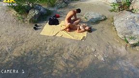 Drone captures hot beach sex and voyeur action in public!