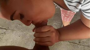 Stepmom sucks my cock in the parking lot