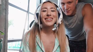 Sweet teen fucks her stepbrother for fun on a live stream