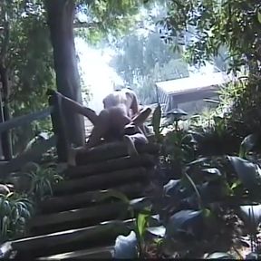 Black and white licking fucking big dick sucking in the garden