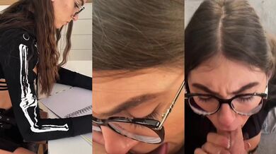 Brunette teen with braces goes deep in this POV blowjob