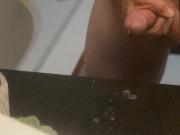 slow motion cumshot on bathroom counter