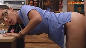 Babe in need of money fucked by pawn man in the backroom