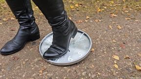 Crushing Clock in Flat Leather Boots