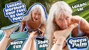 Leilani Worships Four Feet By the Pool (Featuring Leilani Lei, Holly Fey, and Jade Ash)