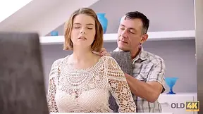 Handsome Old Man Distracts Chesty Gf From Studying Using Hard Dick