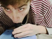 19 yo Twink riding his lil bad dragon and cumming on it :3