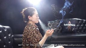 Elegant Asian Woman Speaks Candidly About Her Intense Smoking Habit While Exhaling Thick Smoke — YI1 4k