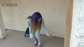 petite asian pees her skintight jeans