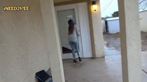 petite asian pees her skintight jeans