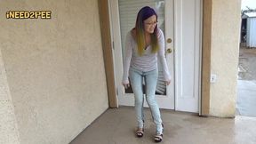 petite asian pees her skintight jeans