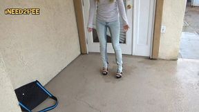 petite asian pees her skintight jeans