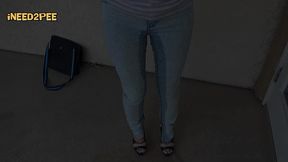 petite asian pees her skintight jeans