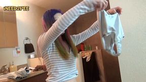 petite asian pees her skintight jeans