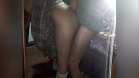 Please don'_t tell anyone we went out to fuck instead of going to my classes! - 18-year-old girl GIVE her ass in front of the mirror