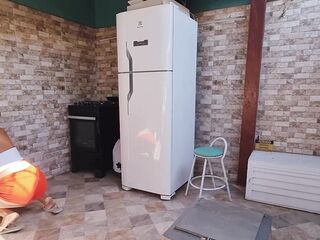 Nasty neighbour is tidying her area with her large booty to tempt me!