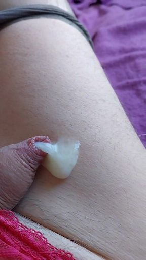 Cucky in Panties & Heels Cums on Smooth Leg