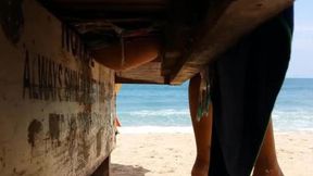 Up Skirt Butt&#x1F351; Plug at Busy Beach