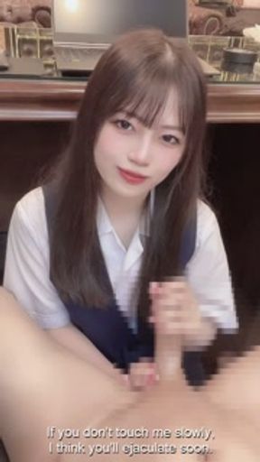 【English sub】Secretary gives handjob from under the desk