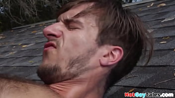 Ginger bottom barebacked by ripped jock until spraying cum