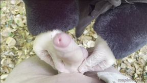 I CUM on LEAVES � LATEX HANDJOB in the FOREST with my BEST FRIEND ????????