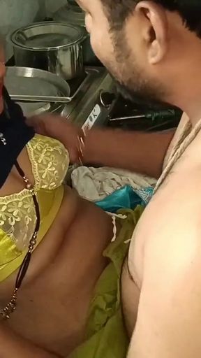 Jaw-dropping moment from &quot;Desi Indian Kavita Maid fuck with Houseowner Tatya in kitchen , pussy licking, licking ass,&quot;