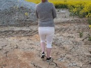 Alice wetting her pee stained white jeans in nature (from our compilation)