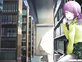 Chica en la biblioteca audio