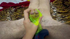 Greasing up good buddy's giant cock&#x1F32D;