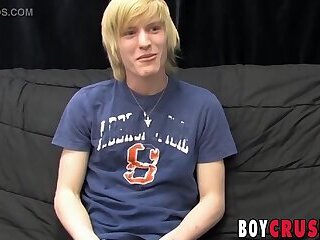 Cute twink cums hard after interview