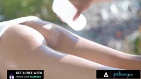 Skinny Vanna Bardot lays on a luxurious spa table at the resort