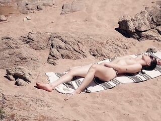 lascivious college beauty bang a stranger in a exposed beach - little arden