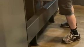 amateur guy caught in public urinal (he can t pee so he prefers to jerk off)