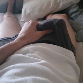 Lean guy teases with his hard cock