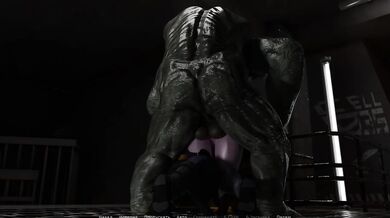 Her tight holes stretched raw by the ogre’s monster cock