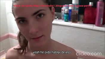 Young European teen gives blowjob and cums hard